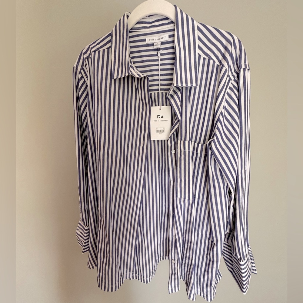 🟦 Free Assembly Denim Button-Down Boxy Tunic (Size L)